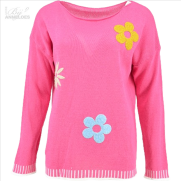 Pullover 3/4 bloemen - Pink